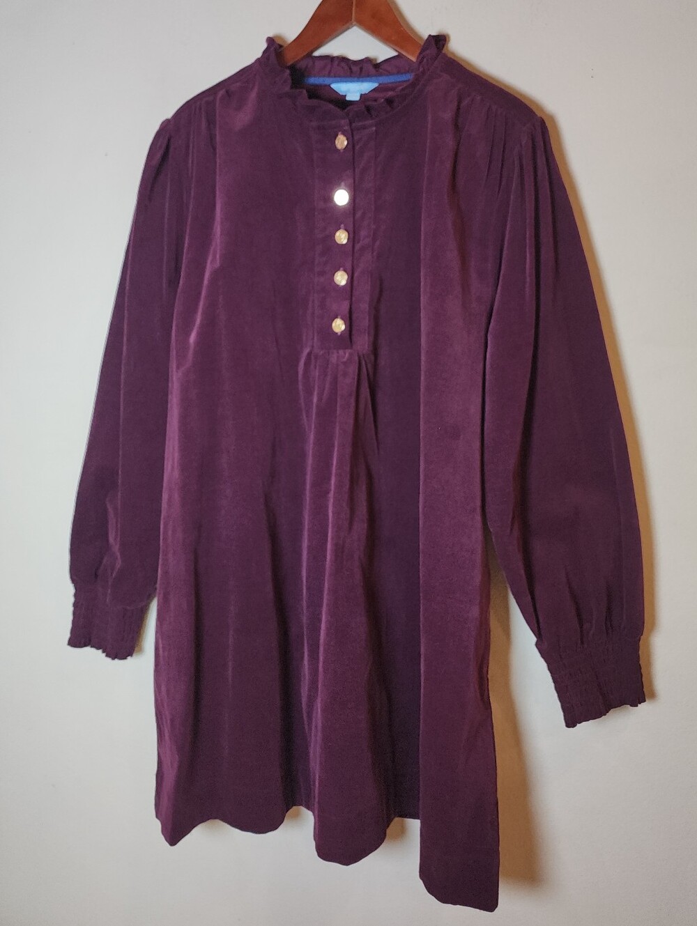 Draper James Corduroy Purple Long Sleeve Mini Dress Pockets Women's Size XXL